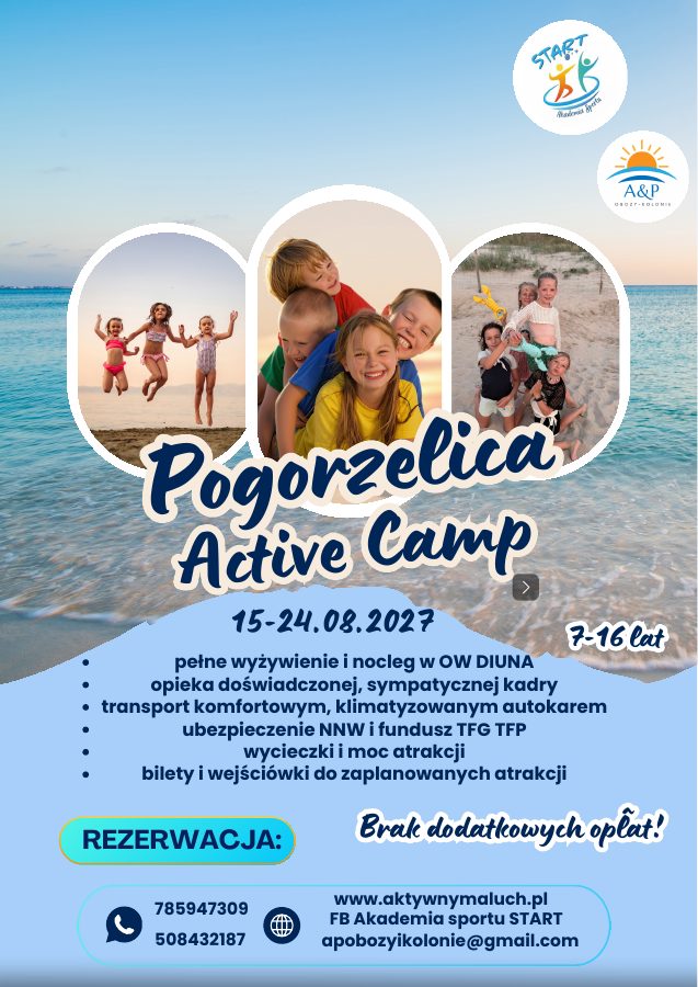 Okładka oferty Active Camp w Pogorzelicy — wakacje nad morzem
